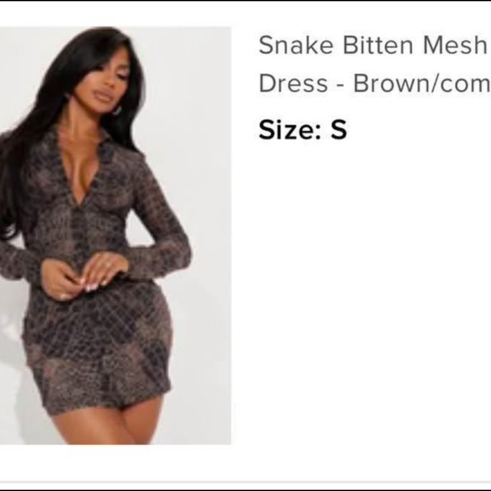 Snake Bitten Mesh Mini Dress - Brown